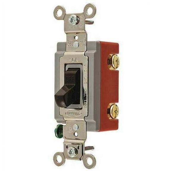 Hubbell Wiring Device-Kellems Wall Switch,Brwn,20A;Back;Side,SnglPole HBL1221