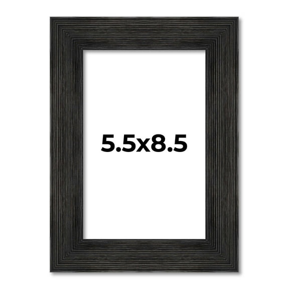 5.5x8.5 Frame Black Rustic Barnwood Solid Wood Picture Frame | 1.5 Inch Moulding Width | Includes