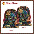 thumbnail image 4 of Super Soft Fabric Gift Bag Contraction Free Bag Mouth Pull Rope Design Red Ribbon Mouth For The Festival Festive Sugar Skulls (9) Medium, 4 of 8