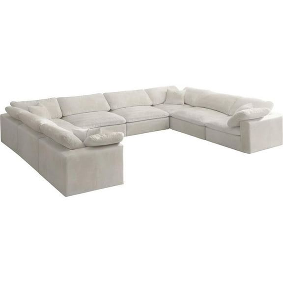 Maklaine Contemporary Cream Velvet Down Filled Modular Sectional Sofa