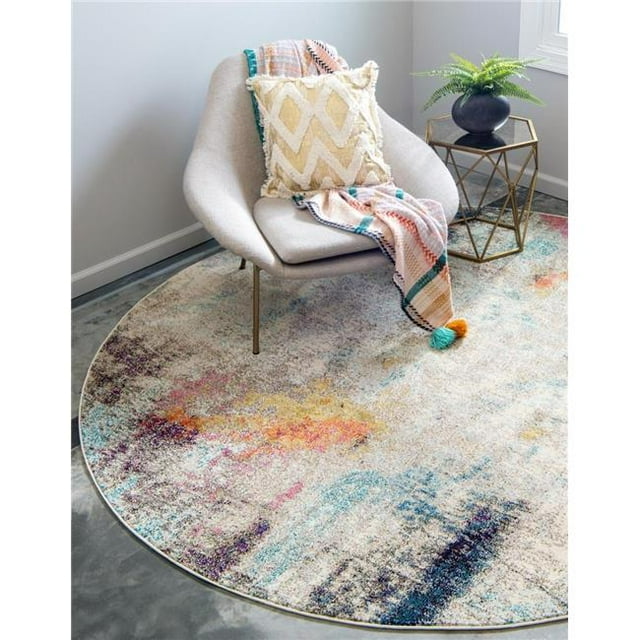 Unique Loom 3144030 4 x 4 ft. Tybee Chromatic Round Rug, Beige