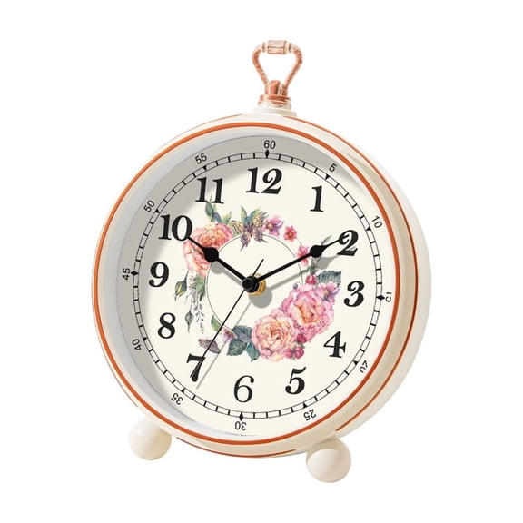 Vintage Style Silent Non-Ticking Alarm Clock with Handle | Compact Durable Plastic Desk & Bedroom Decor for Home & Office