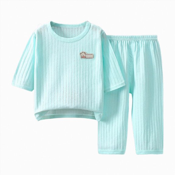 mgoYE Pajamas for Kids Boys 3 6 12 18 24 Months 2T 3T 4T 5T Girl Clothes Toddler Winter Solid Color Cute Print Long Sleeve Home Wear Baby Clothes Suit(Green,1-2 Years)