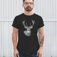 thumbnail image 4 of Deer Portrait T-shirt Monochrome Buck Head Nature Whitetail Wildlife Antlers Forest Rustic Hunt Trophy Men's Tee, 4 of 7
