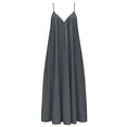 thumbnail image 5 of QUNYINEY Long Trending Dresses for Women 2026 Solid Cotton Linen A Line Sleeveless Slip Dress Beach Loose Fit Summer V Neck Dresses, 5 of 8