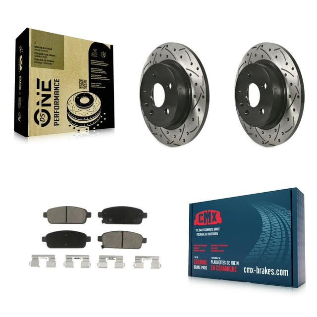 Transit Auto Rear Coated Drilled Slotted Disc Brake Rotors and Ceramic Pads Kit for Car Chevrolet Cruze Trax Buick Encore Sonic Limited KDC-100810