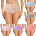 thumbnail image 1 of Calzones Algodon Mujer Ropa Interior Para Mujer, De Cintura Alta, Lisa, De Talla Grande, Pantalones Menstruales De Algodón Puro, 6 Unidades, 1 of 5