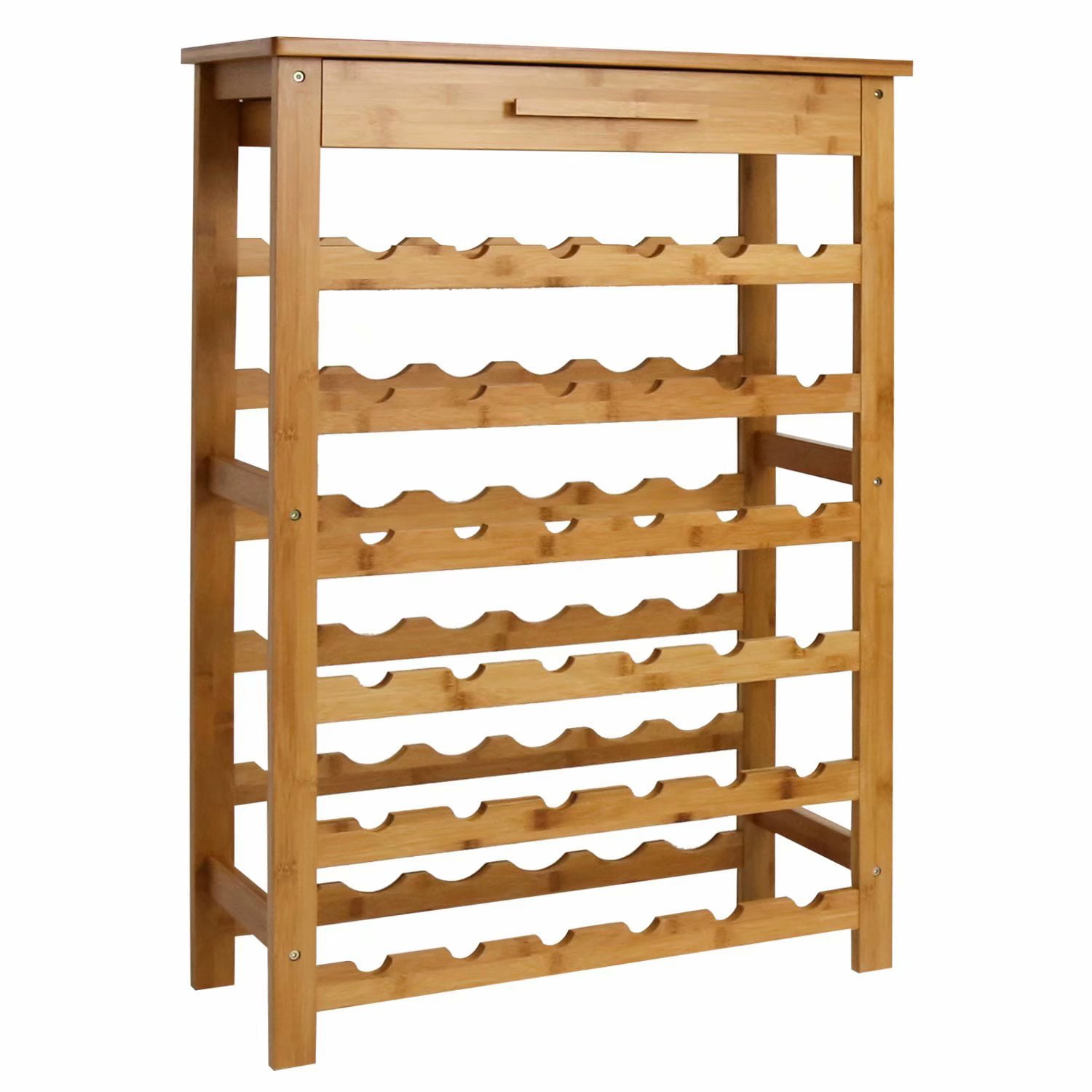 Kinbor Bamboo Wine Standing Rack Storage with Drawer 36-Bottle