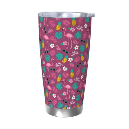 

Vsdgher Summer Flamingo 20 Oz Stainless Steel Vacuum Insulated Travel Mug Coffee Cup for Home Office Outdoor Works Great for Ice Drinks and Hot Beverage -Without Straw