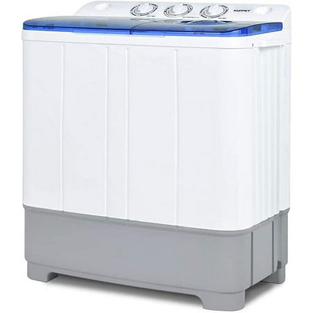 Portable Washing Machine, KUPPET 21lbs Compact Twin Tub Washer and Spin Dryer Combo for Apartment, Dorms, RVs, Camping and More, White&Blue