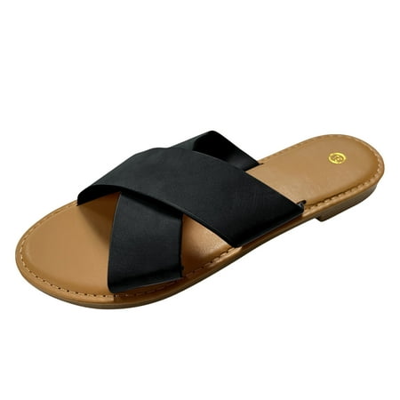 

Pgeraug slippers for women Sandals For Women Summer Fashion Flat Slippers Retro Sandals A pair of shoes Black 39