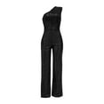 thumbnail image 4 of QATAINLAV Womens Casual One Shoulder Sparkly Jumpsuits Clubwear Sleeveless Elegant Sequins Bodycon Wide Leg Pants for Wedding Party Black XXXL, 4 of 5
