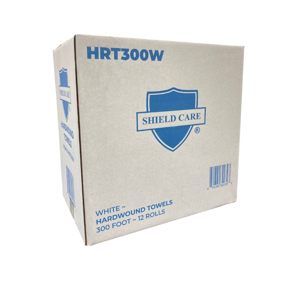 SSBM 8" x 300' 2" Core Hardwound High-Quality Premium White Paper Towel, Superior softness, Highly Absorbent, and Strength, 1 Ply, White, 60 Cases/720 Rolls