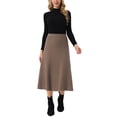 thumbnail image 2 of INSPIRE CHIC Women's Ribbed Knit A-Line Skirts Elastic High Waist Stretchy Sweater Midi Skirt L Medium Brown, 2 of 6