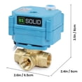 thumbnail image 2 of U. S. Solid 3 Way L Type IP67 Motorized Ball Valve with Hand Wheel 3/8 in NPT Standard Port Brass AC 110-230V 2 Wire Auto Return Wiring Normally Closed Blue Casing, 2 of 9