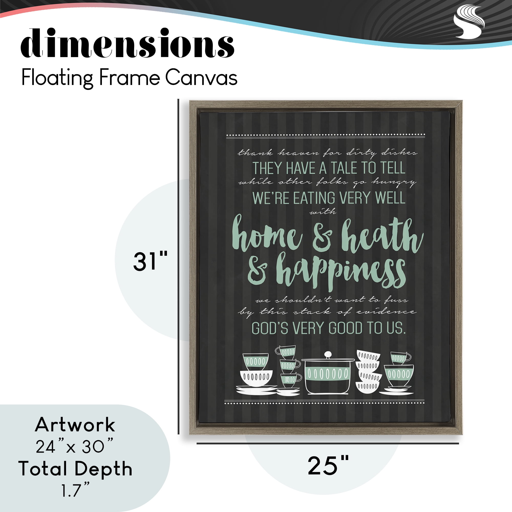 God's Good To Us Kitchen Brown Framed Floater Canvas Wall Art, design by Lettered and Lined