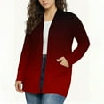 thumbnail image 2 of Dasayo Fall Women's Coats Red Open Front Long Gradient Color Casual Cardigan Jacket Women XXXXXL, 2 of 6