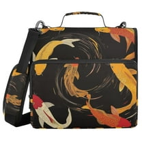 FORMRS Zipper Binder with Shoulder Strap 1.5-inch Ring 500 Sheet Capacity File Bag, Black Fish Pattern