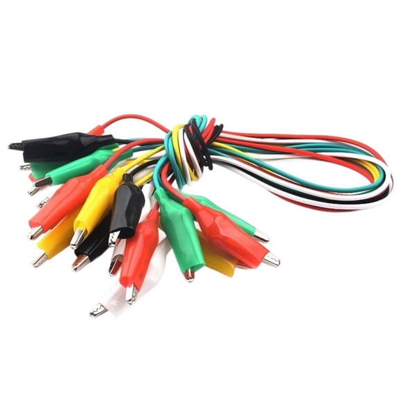Set of 10 High Performances Jumper Wire Alligators Clip Various Colored 50cm PVC Cables Perfect for Engineering Education