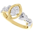 thumbnail image 3 of 10K Yellow Gold Diamond Leaves Engagement Ring Filigree Marquise Halo Top 1/4 Ct, 3 of 5