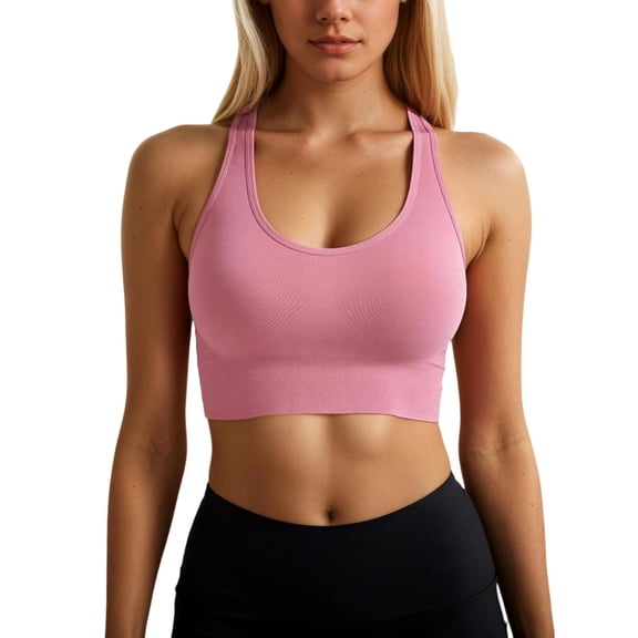 Yuanlong Women's Sports Bras Crisscross Back Seamless Wireless Yoga Bra Soft Stretchy Supportive Lift Running Workout Bra