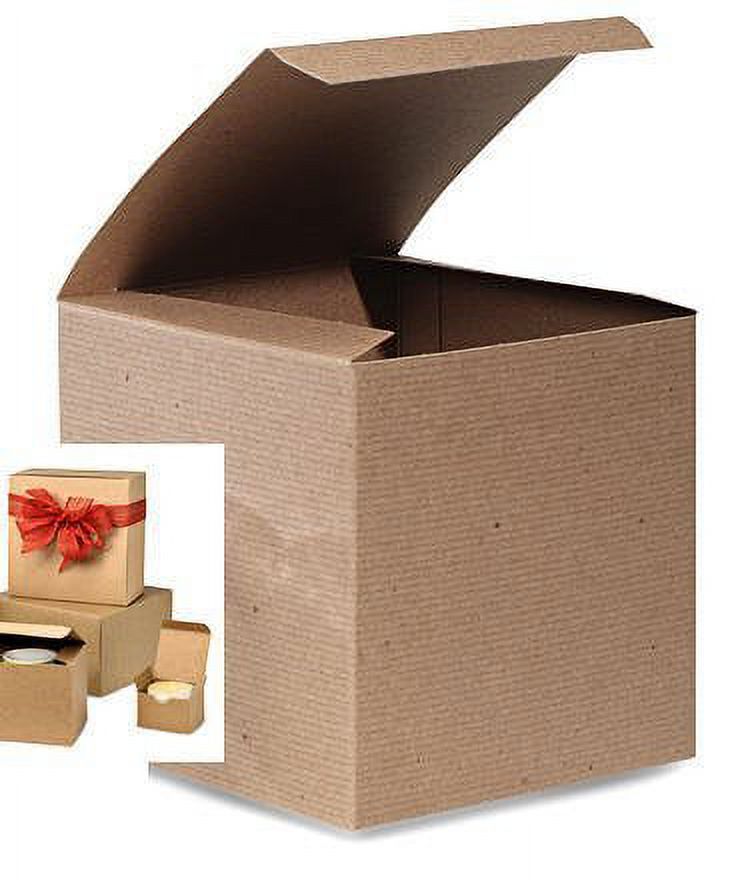 A1BakerySupplies Pine Stripe Kraft Gift Boxes - 4x4x4 Inches, 25 Pack 3 thumbnail image