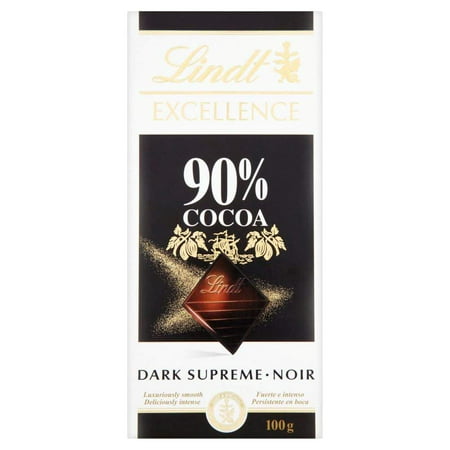 Lindt Excellence 90% Dark Supreme Chocolate Bar 100g - Pack of