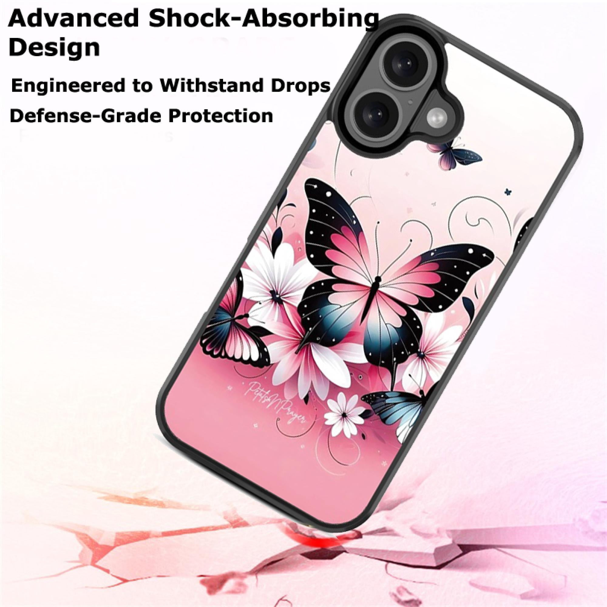 Butterfly Bouquet Magnetic Charging-Compatible Case for iPhone 16 – Slim Protective Floral Cover with Built-In Magnetic Ring & Shock-Absorbing Bumper