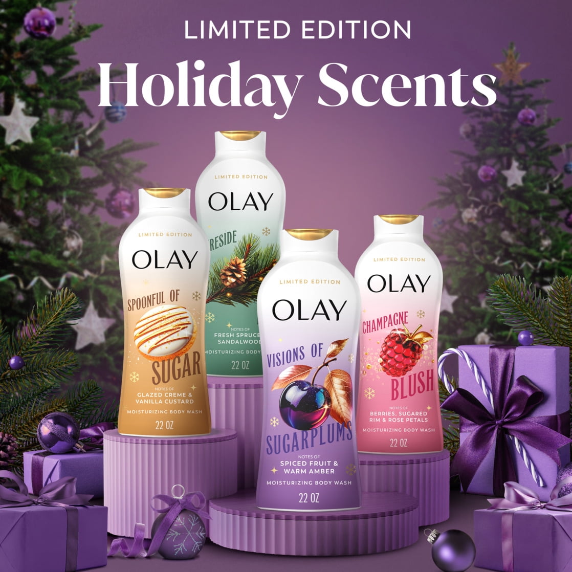 Olay Limited Edition Moisturizing Body Wash, Visions of Sugarplums, 22 fl oz, Hydrating Body Wash