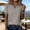 Gray, variant on Women's Loose-Fit Linen Button-Up Shirt with Short Sleeves and Round Neck