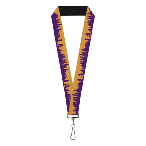 Buckle-Down Lanyard, LA Los Angeles Solid Skyline Gold Purple, Elastic