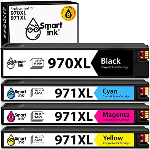 Smart Ink Compatible Ink Cartridge Replacement for HP 970 XL 971 XL 970XL 971XL (Black XL & C/M/Y XL 4 Combo Pack) to use with Officejet Pro X451dn X4