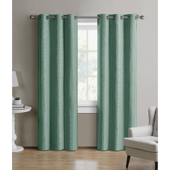 Mainstays Heathered 99% Blackout Woven Grommet Curtain Panel Pair, Blue