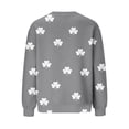 thumbnail image 4 of St. Patrick's Day Sweatshirt for Women Textured Quilted Fabric Clover Print Crewneck Long Sleeve Pullover Loose Fit Festive Clothes, 4 of 5