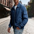 thumbnail image 6 of Jjayotai Men's Zip Up Jacket Collared Bomber Sleeve Pocket Utility Outerwear Casual Loose Fit Fall Winter Streetwear Ribbed Cuffs, 6 of 6