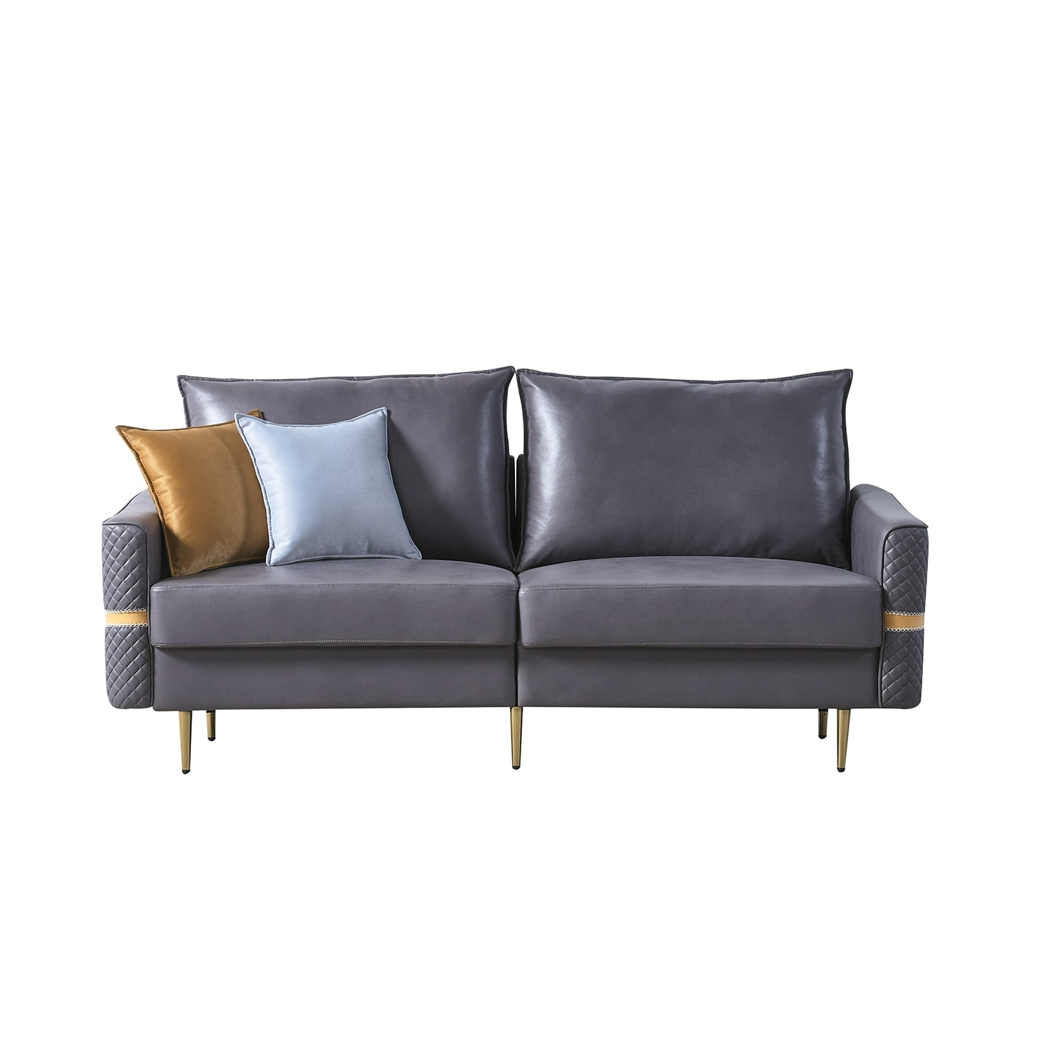 Kadyn Loveseat Sofa Couch, 73.22" Fabric Couch with 2 Pillows, Modern Upholstered Sofa for Bedroom, Dary Grey