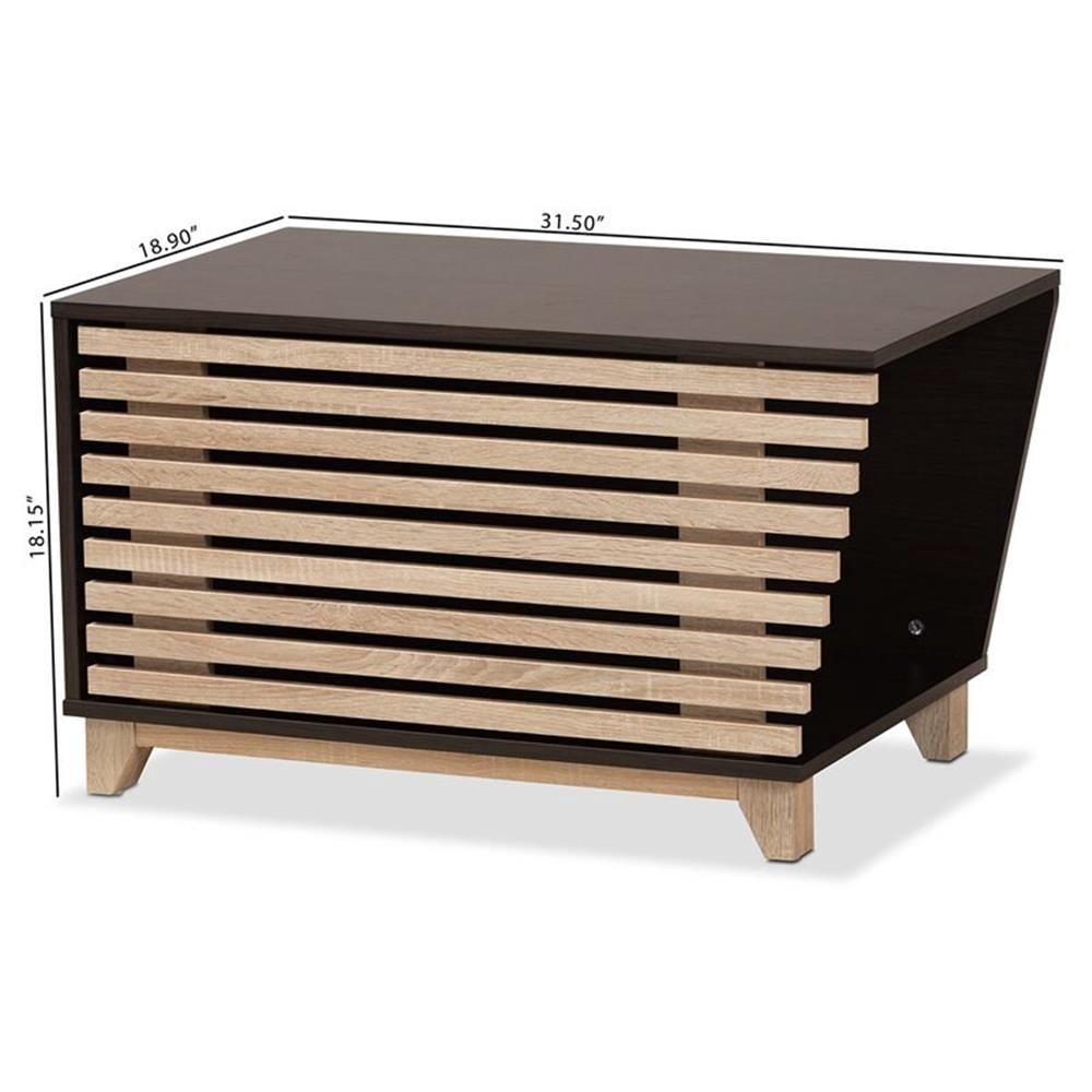 Pemberly Row Dark Brown and Oak Finished Cat Litter Box Cover House