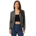 thumbnail image 1 of Chaqueta Corta Motera Allegra K Cuello Alto Cremallera Mujer Gris Oscuro XS, 1 of 5