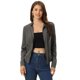 thumbnail image 1 of Chaqueta Corta Motera Allegra K Cuello Alto Cremallera Mujer Gris Oscuro XS, 1 of 5