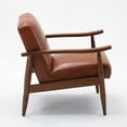 thumbnail image 4 of Austin Caramel Leather Gel Wooden Base Accent Chair, 4 of 9