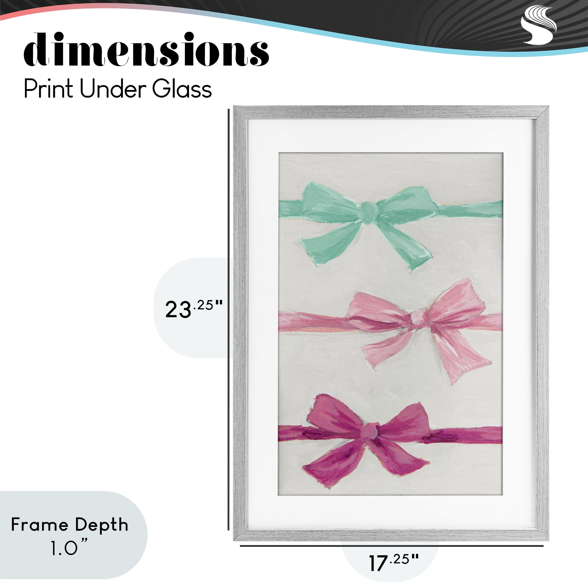 Stupell Industries Ribbon Bows Trio Gray Framed Print Under Glass, design by Lanie Loreth