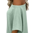 thumbnail image 7 of Puyaiuu Women Casual Off Shoulder Tops, Short Sleeve Asymmetrical Blouses with Solid Color, Lightweight Linen Feel Shirts for Summer Spring, Daily Work Party Vacation Outfits Gift, 7 of 7
