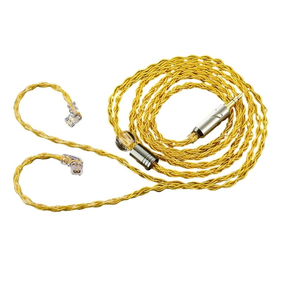 Earphone OFC Wire Braided Cable 2 Pin Connector 8 Core Upgrade Cable for - Yellow
