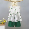 thumbnail image 2 of KPOPLK Toddler Girl Clothes, 2Pcs Baby Girl Summer Outfits Sleeveless Tank Shirts Tops + Shorts Clothing Sets 1-5T(18-24 Months,Green), 2 of 4