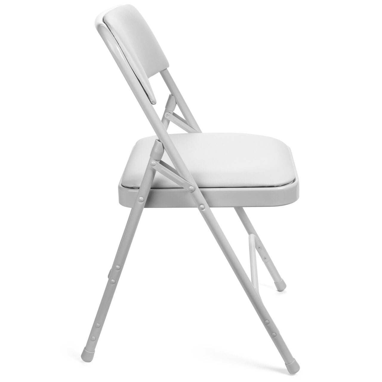 Rhino Vinyl Padded Metal Folding w/Triple Brace Quad Hinge Chair - Grey