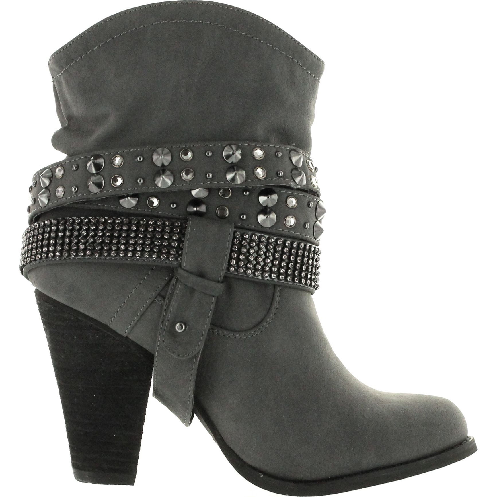 Double Dip Harness Fashion Boots, Grey 