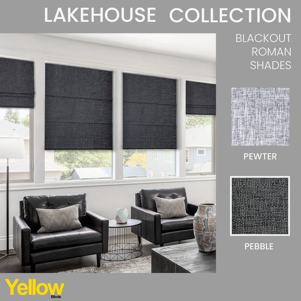 Yellow Blinds Cordless Blackout Roman Shade, Lexington Pebble - 29"W X 72"H