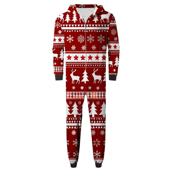 Matching Christmas Pjs for Family Christmas Onesie Pajamas Print Hooded Pajamas Matching Family Christmas Pajamas for Family Long Sleeve Dad