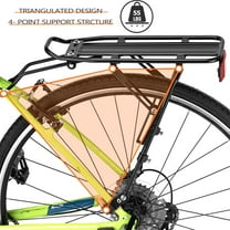 Rear Bike Rack with Large Size Reflective,Bike Cargo Rack with Extra Long Mounting ,Universal Adjustable Touring Carrier Rack,Large Capacity Bike Pannier Rack