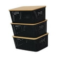 thumbnail image 3 of DOLITY 3x Storage Bins with Bamboo Lids Storage Basket for Tabletop Kitchen Cabinet Black, 3 of 9